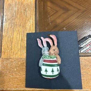 Cute Easter Bunnies  in Egg decorative pin